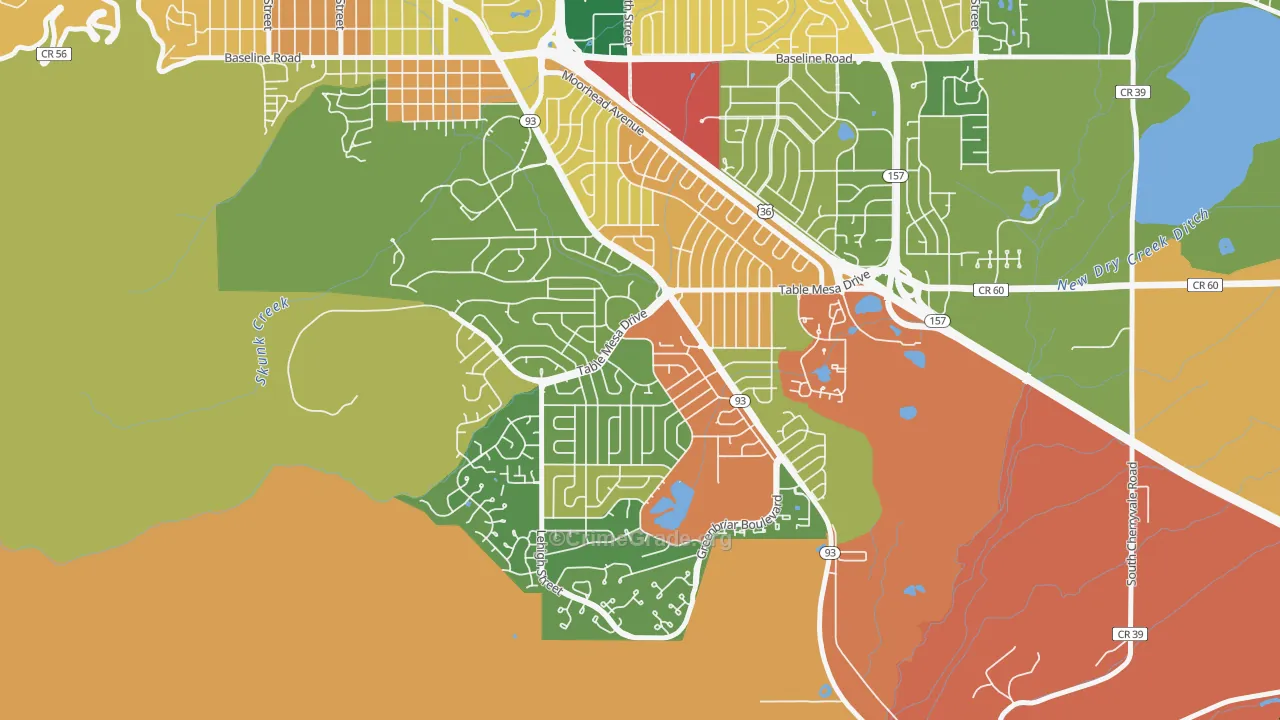 South Boulder, Boulder, CO Map of Theft Rates