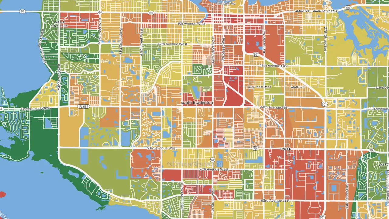 South Bradenton, FL Map of Theft Rates