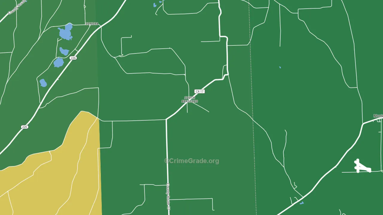 South Bradford, NY Map of Theft Rates