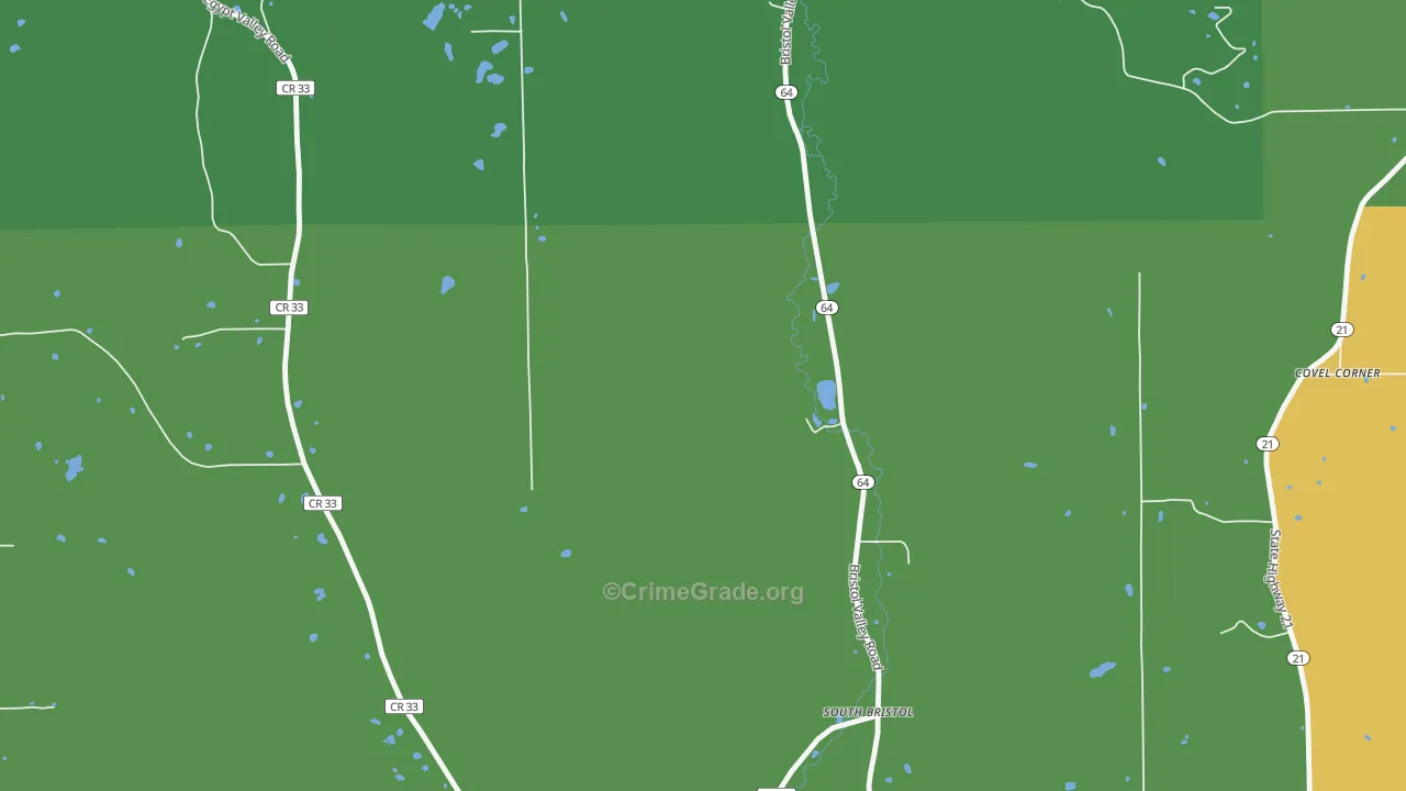 South Bristol, NY Map of Theft Rates