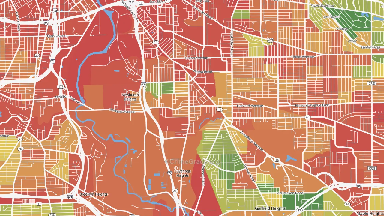 South Broadway, Cleveland, OH Map of Theft Rates