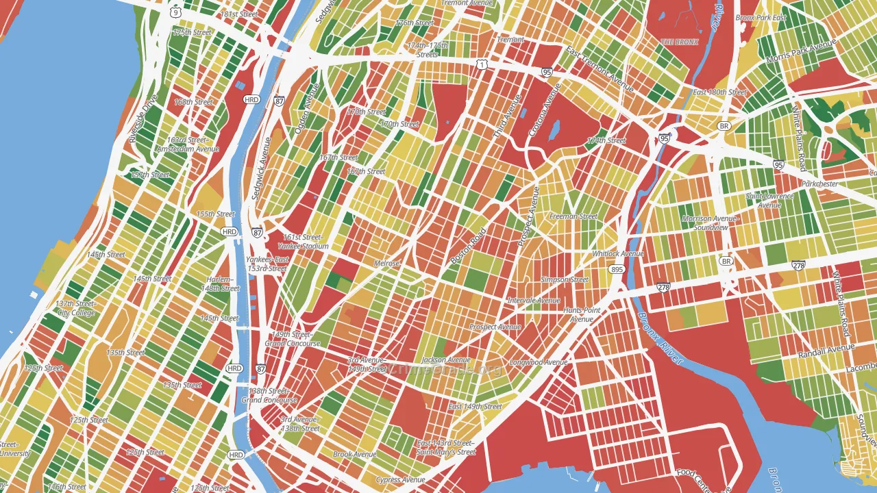 South Bronx, Bronx, NY Map of Theft Rates