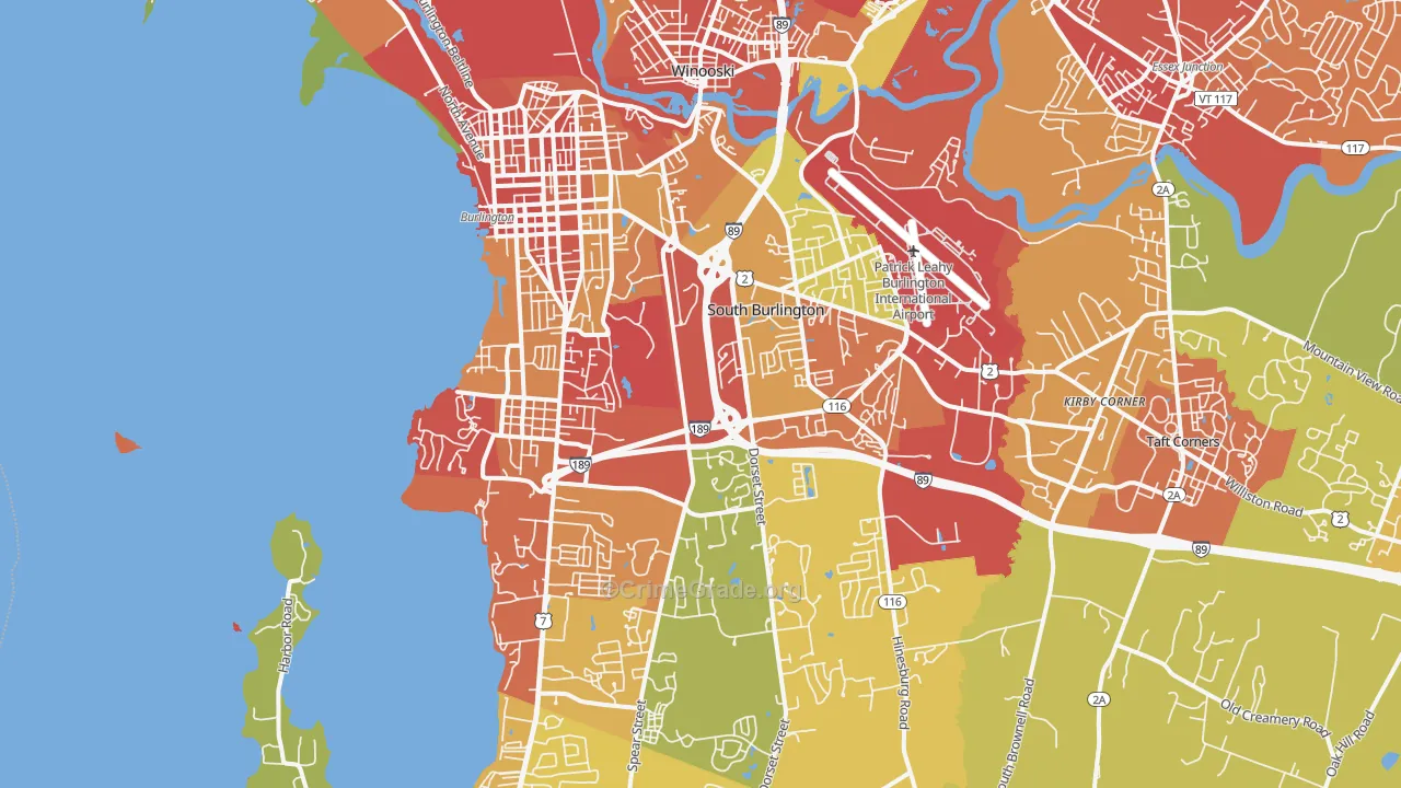 South Burlington, VT Map of Theft Rates