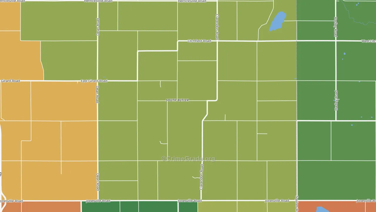 South Butler, MI Map of Theft Rates