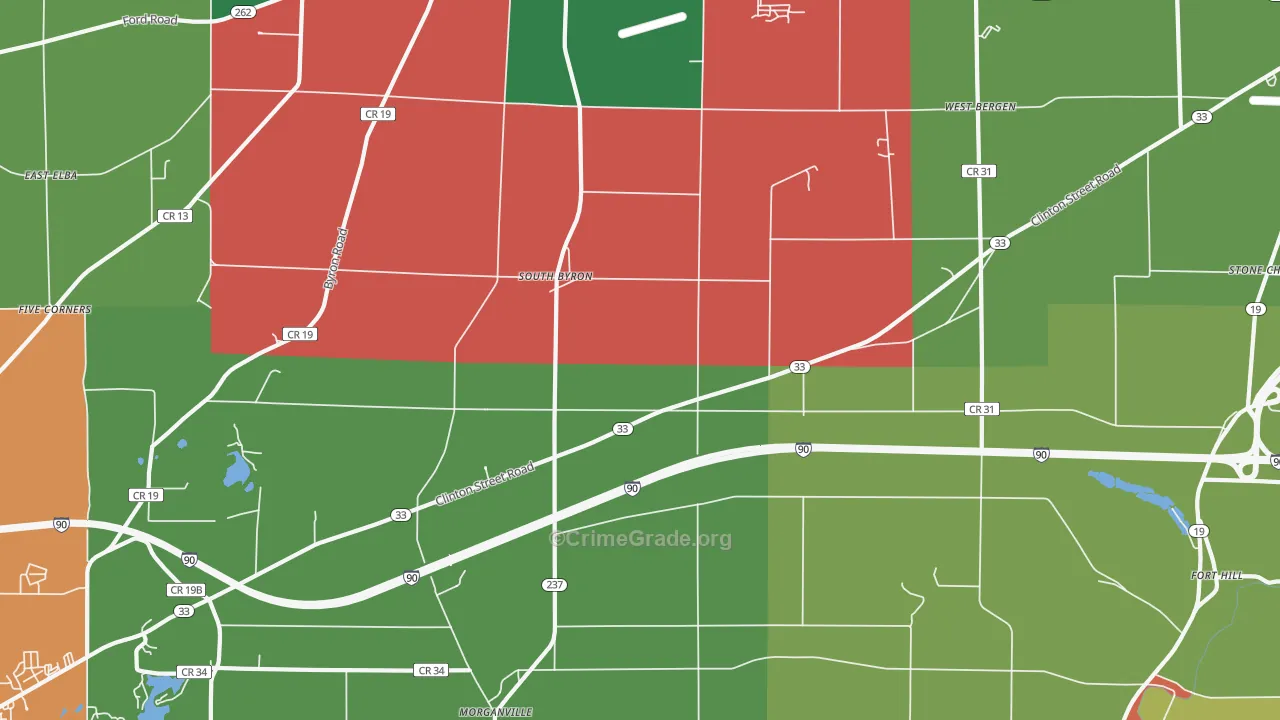 South Byron, NY Map of Theft Rates