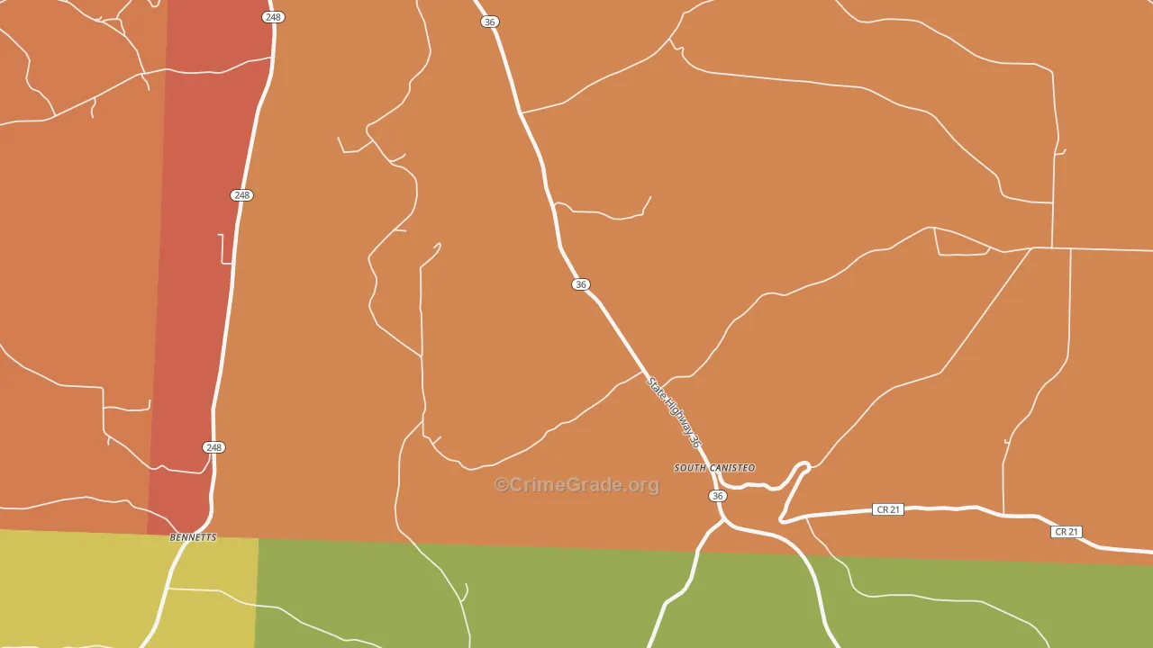 South Canisteo, NY Map of Theft Rates