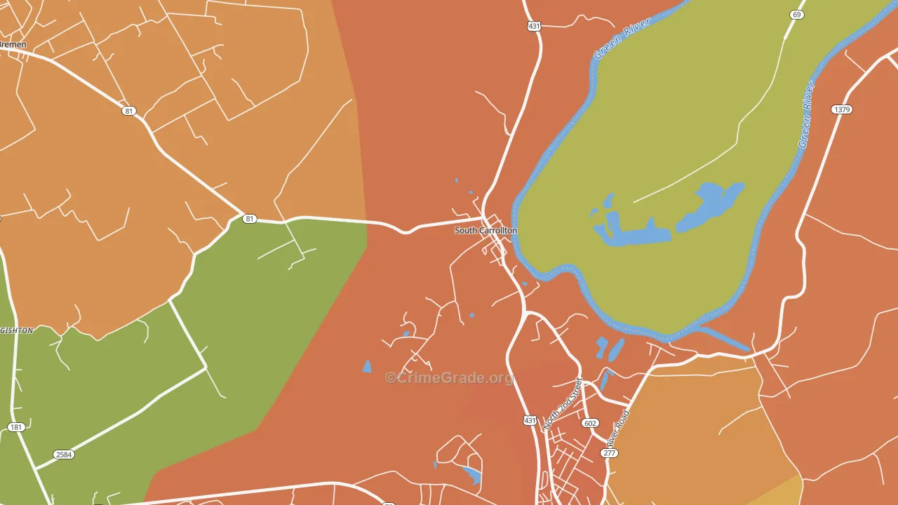 South Carrollton, KY Map of Theft Rates