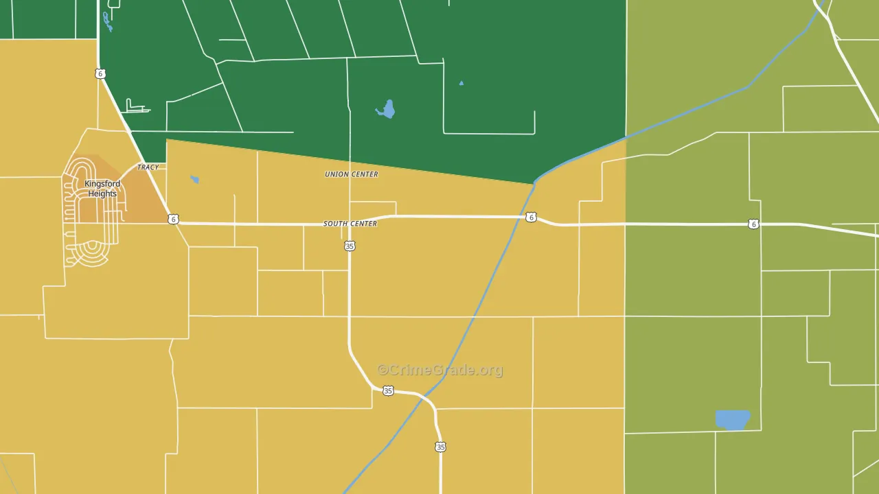 South Center, IN Map of Theft Rates