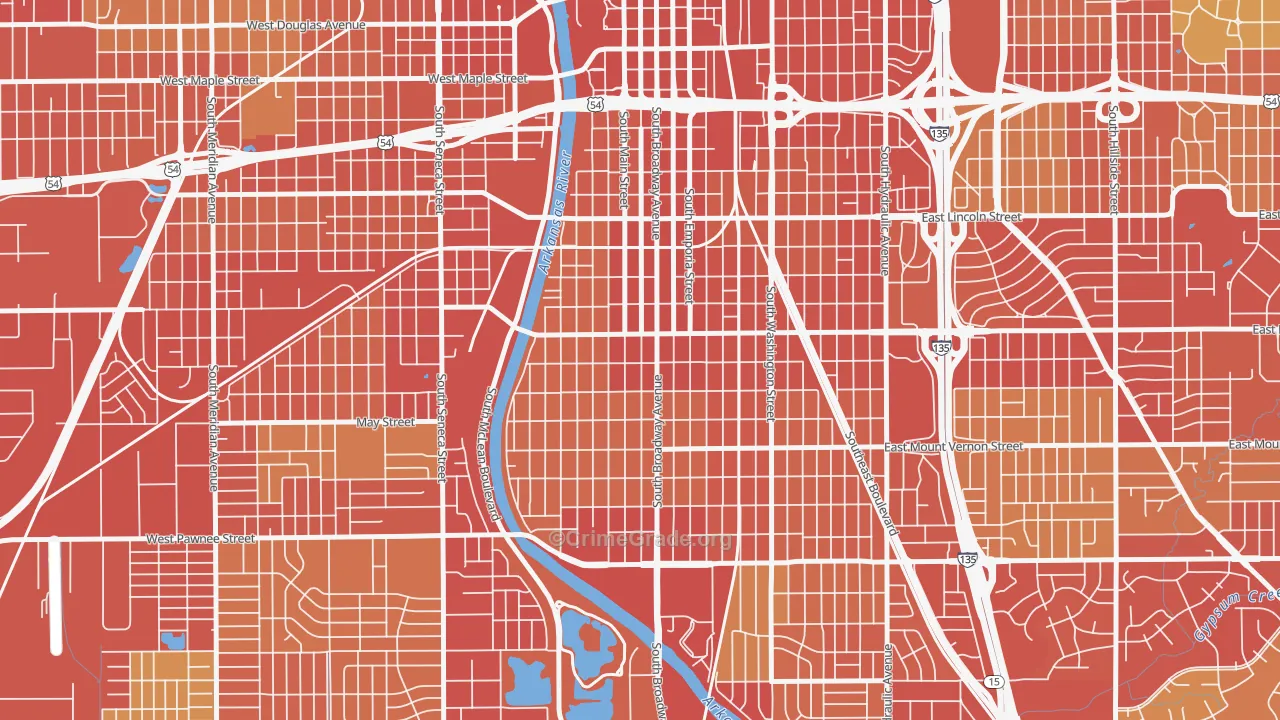 South Central Improvemen, Wichita, KS Map of Theft Rates