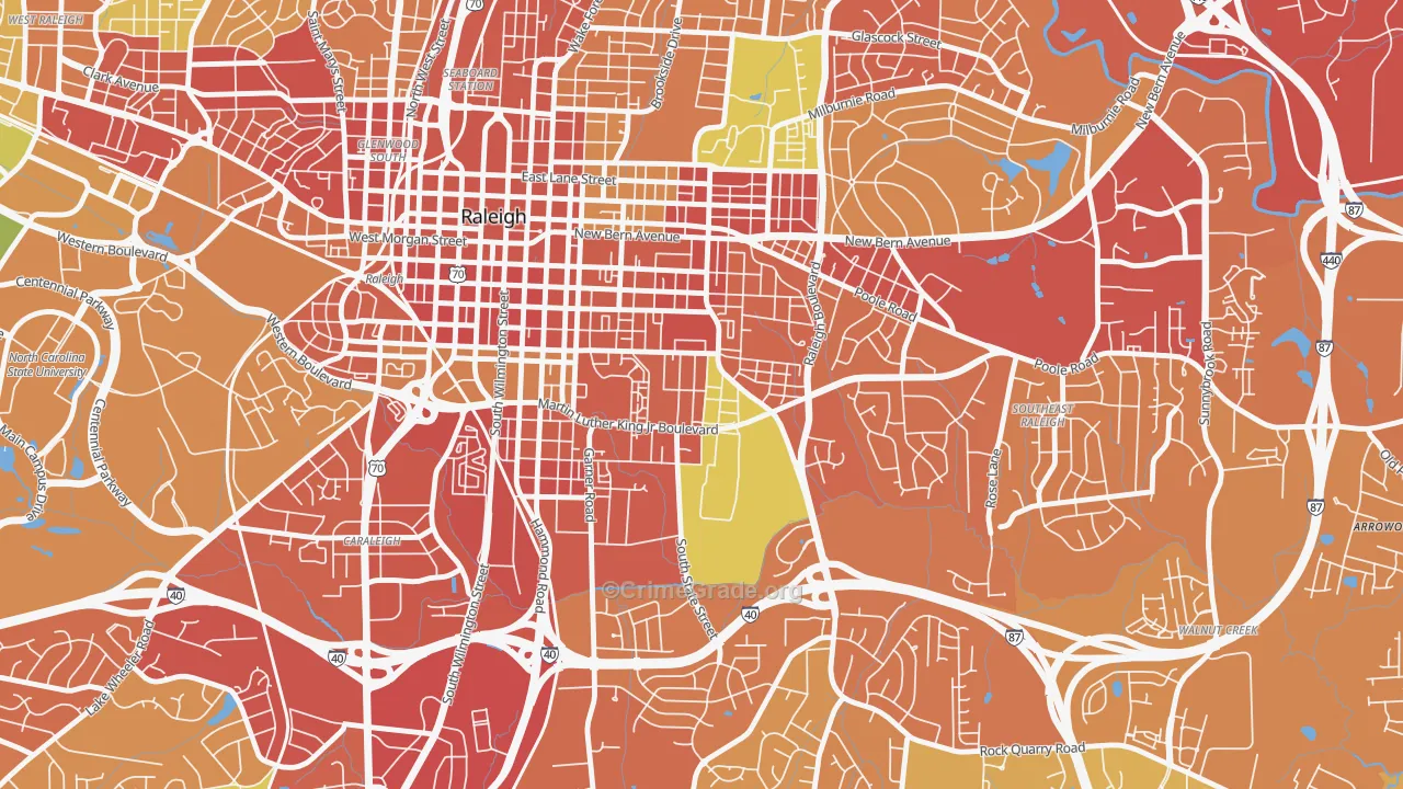 South Central, Raleigh, NC Map of Theft Rates