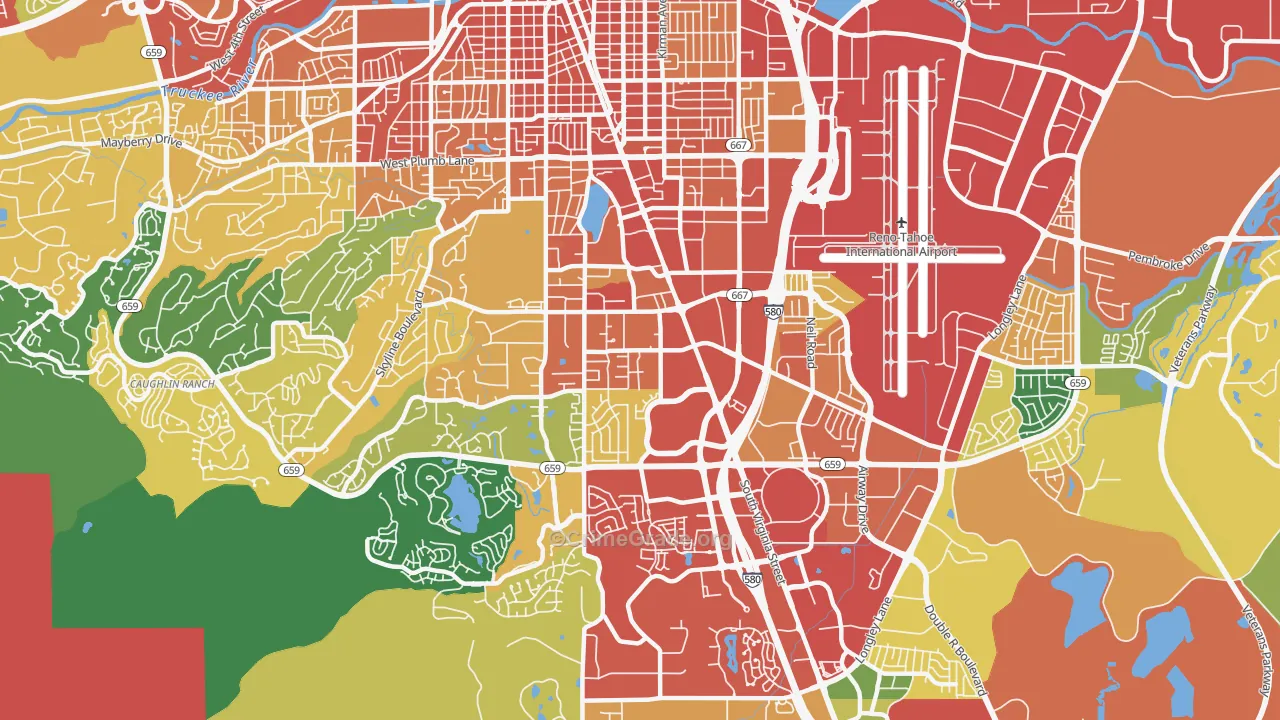 South Central, Reno, NV Map of Theft Rates