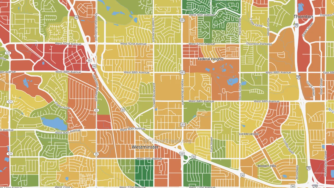 South Central Westminster, Westminster, CO Map of Theft Rates