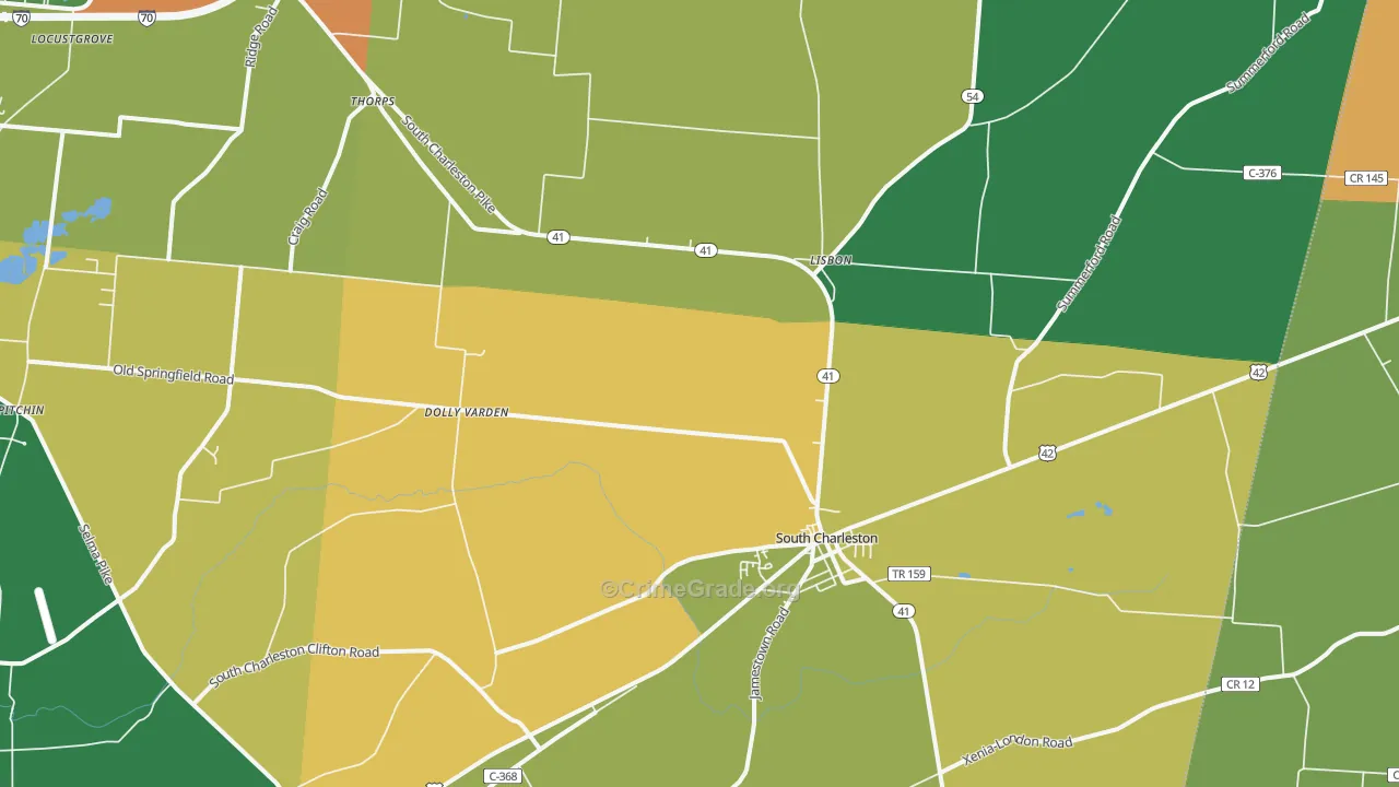 South Charleston, OH Map of Theft Rates