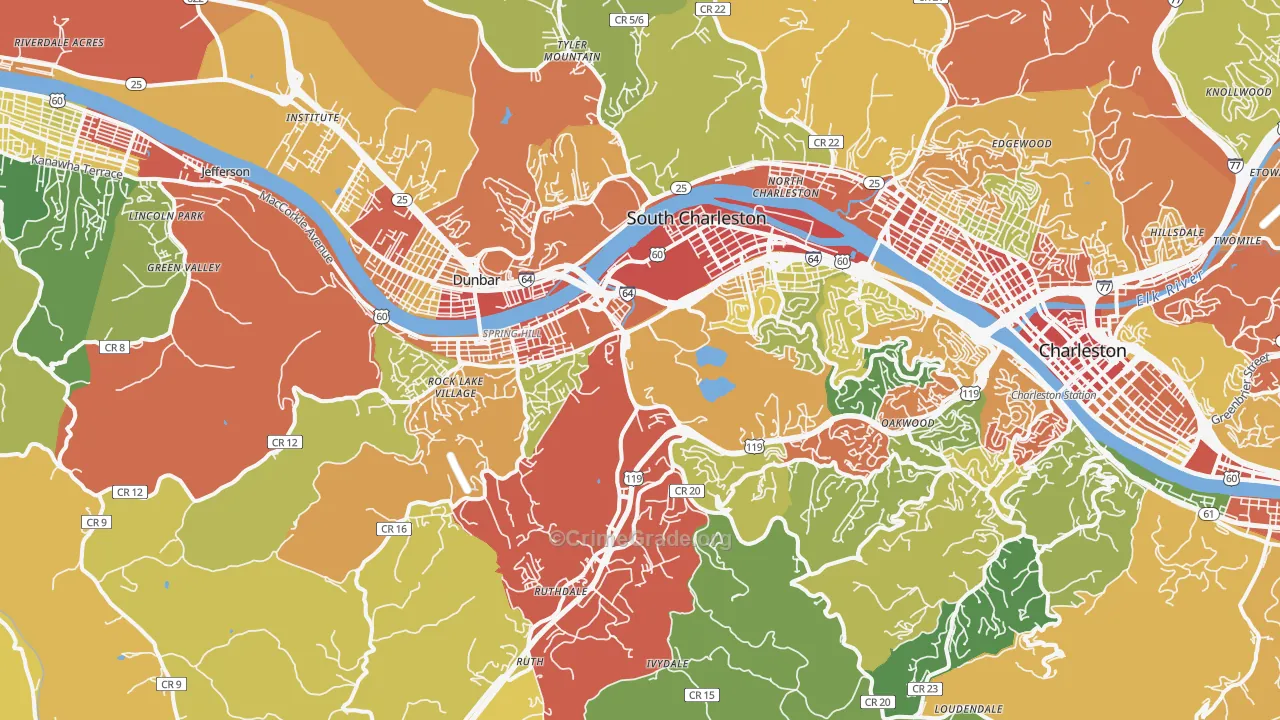 South Charleston, WV Map of Theft Rates
