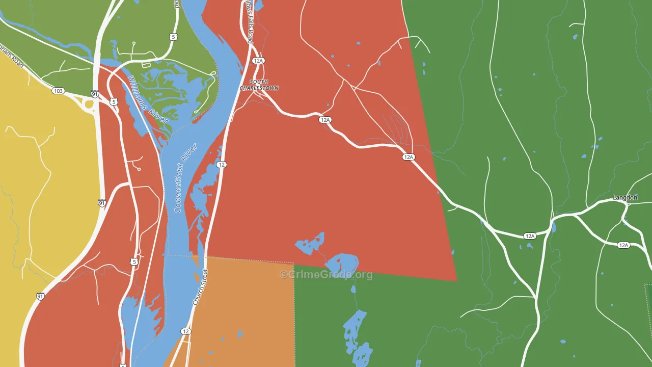 South Charlestown, NH Map of Theft Rates