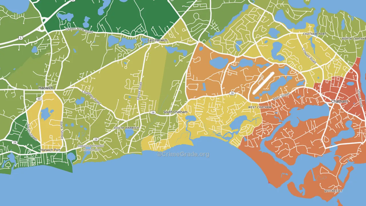 South Chatham, MA Map of Theft Rates
