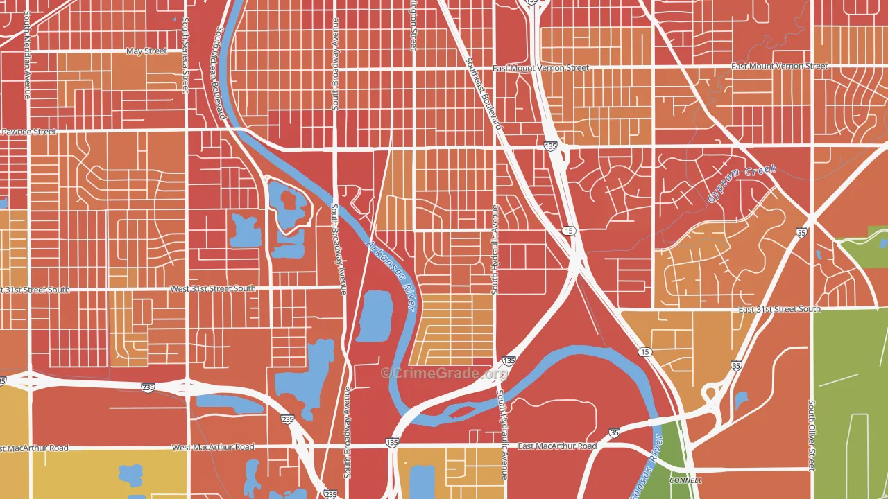South City Community, Wichita, KS Map of Theft Rates