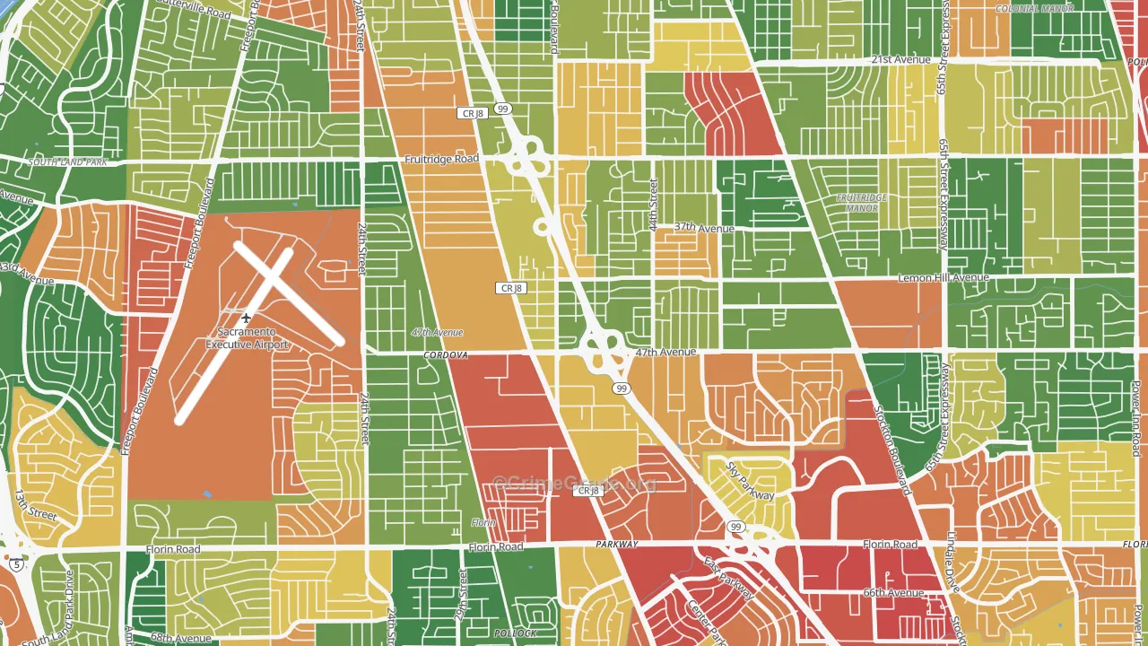 South City Farms, Sacramento, CA Map of Theft Rates