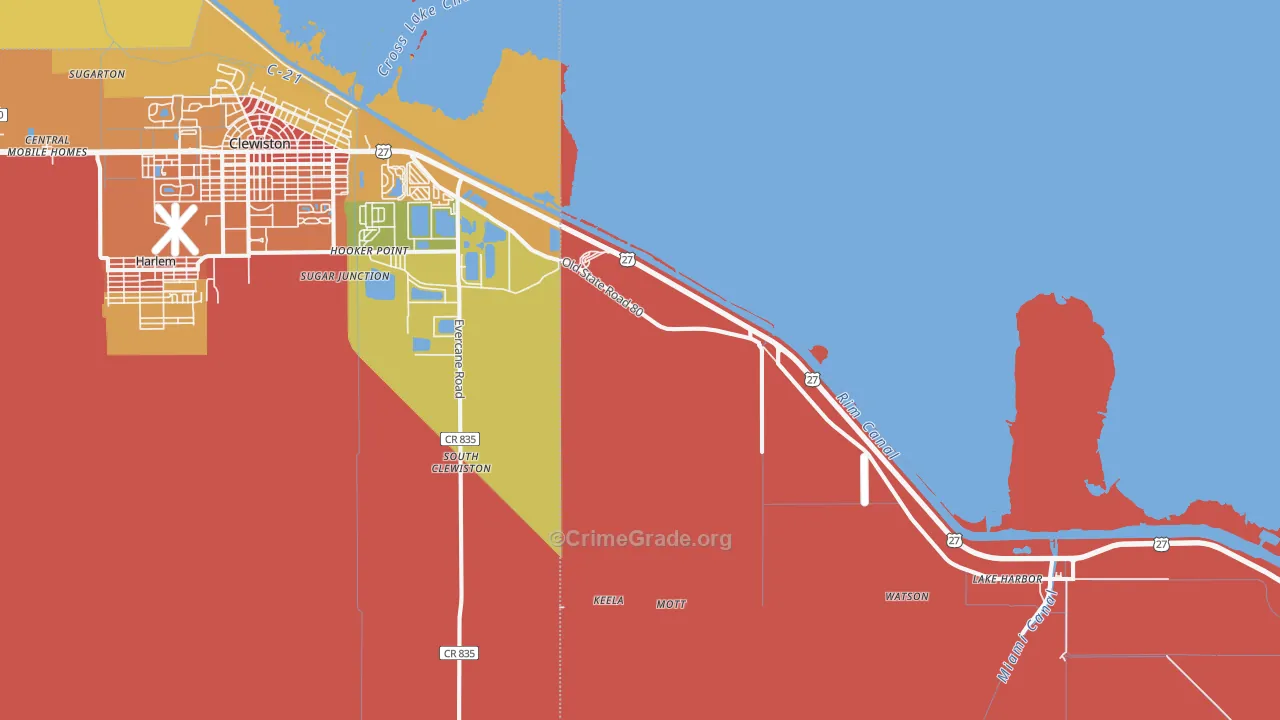 South Clewiston, FL Map of Theft Rates