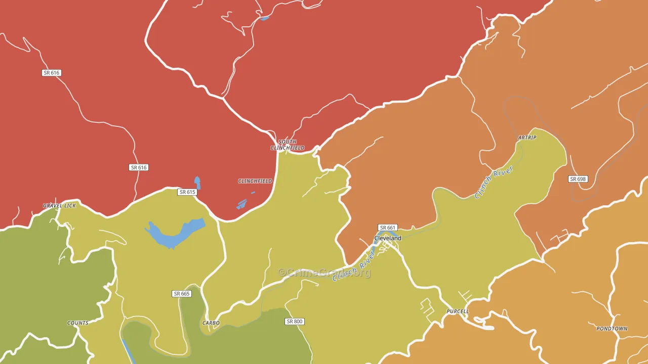 South Clinchfield, VA Map of Theft Rates