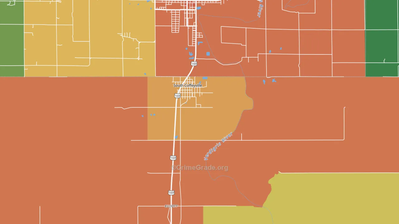South Coffeyville, OK Map of Theft Rates