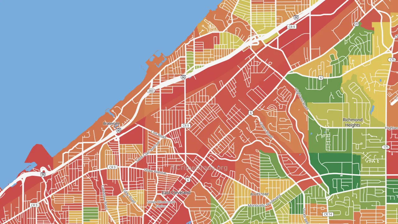 South Collinwood, Cleveland, OH Map of Theft Rates