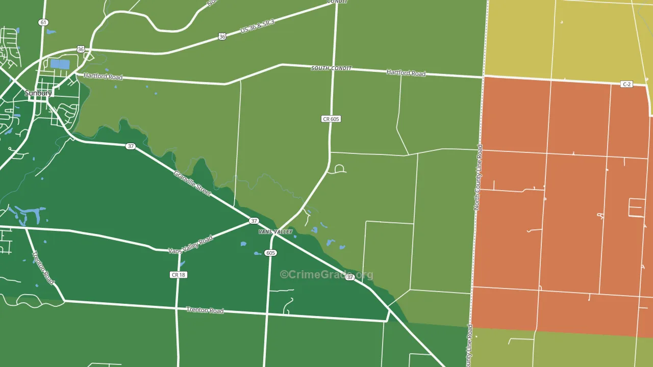 South Condit, OH Map of Theft Rates