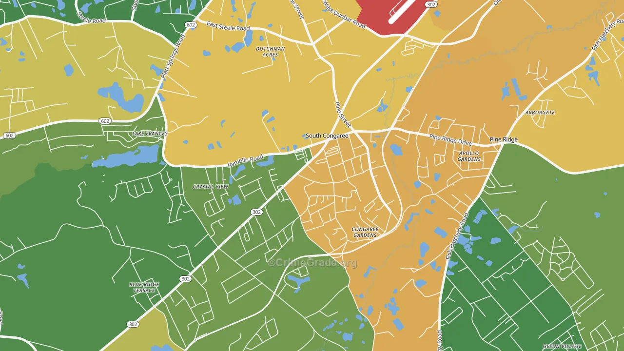 South Congaree, SC Map of Theft Rates