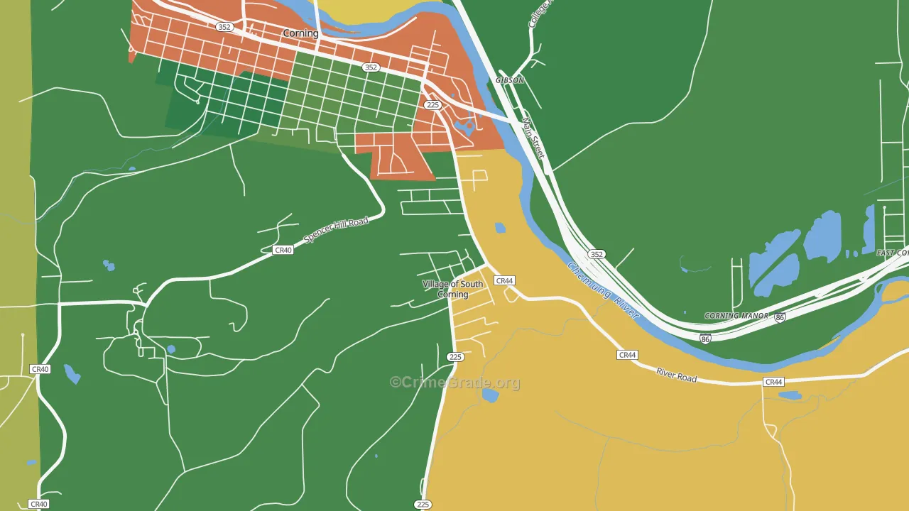 South Corning, NY Map of Theft Rates