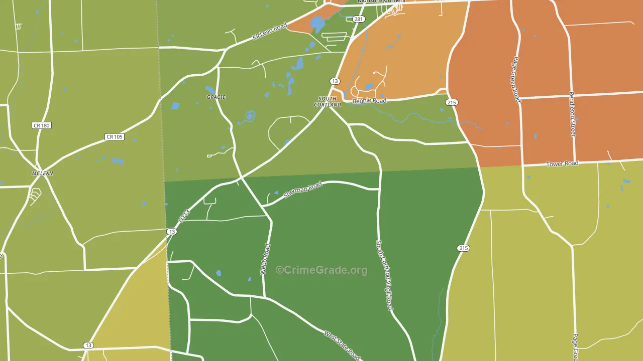 South Cortland, NY Map of Theft Rates