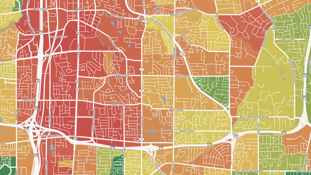 South Cottonwood Acres, Murray, UT Map of Theft Rates