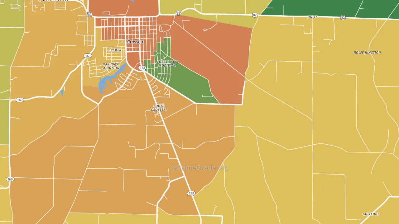 South Crossett, AR Map of Theft Rates