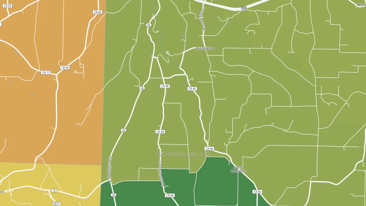 South Dansville, NY Map of Theft Rates