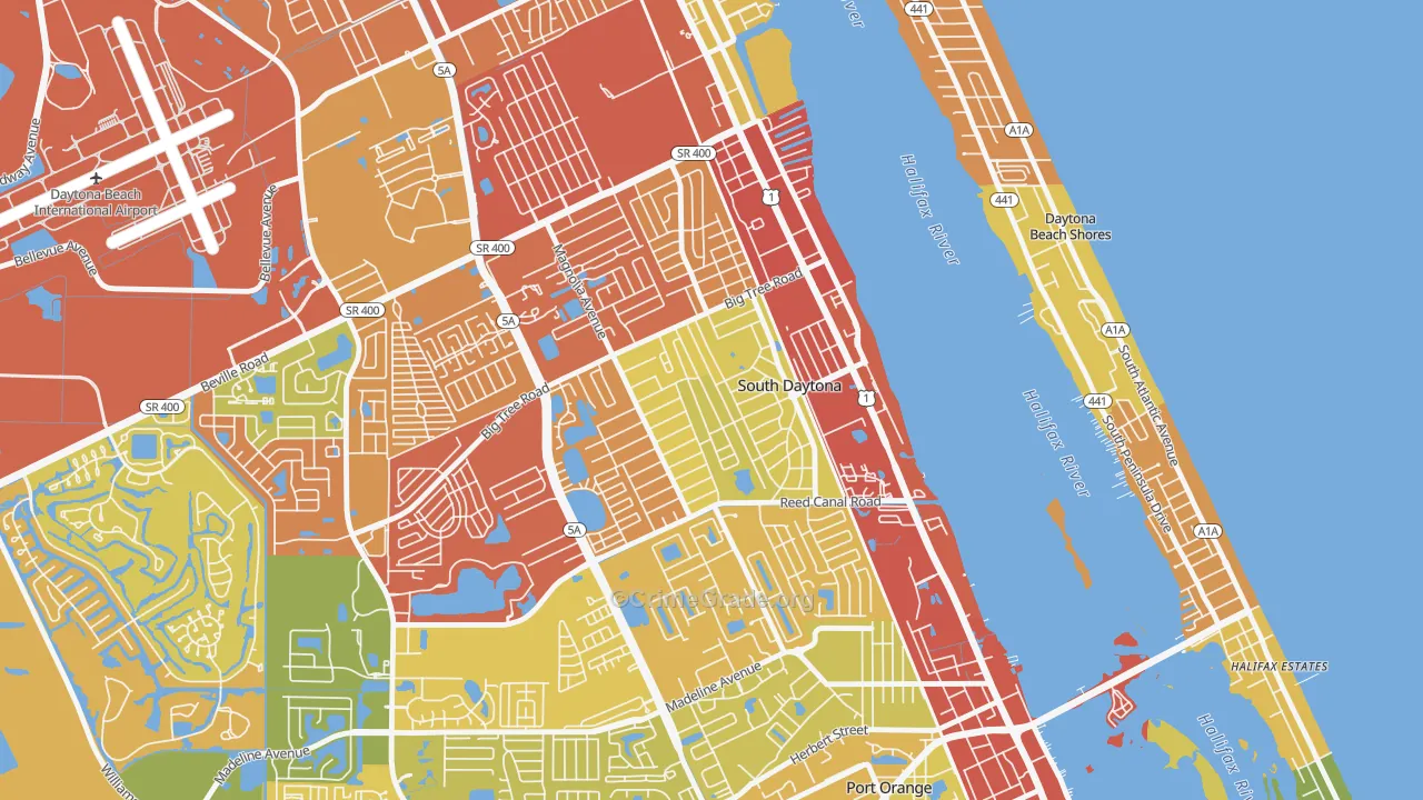 South Daytona, FL Map of Theft Rates