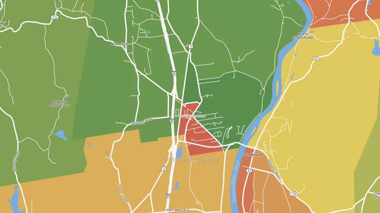 South Deerfield, MA Map of Theft Rates