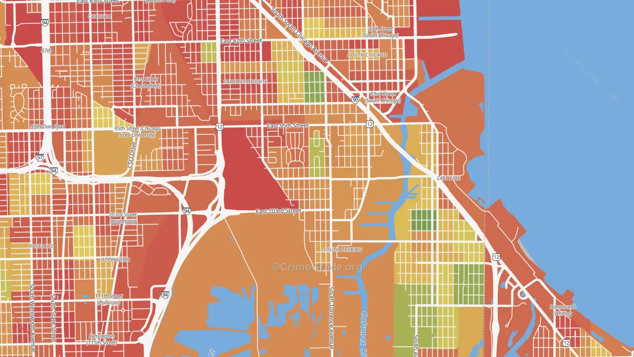 South Deering, Chicago, IL Map of Theft Rates