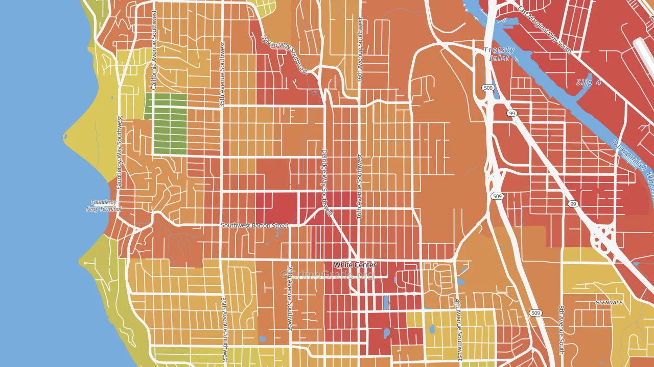South Delridge, Seattle, WA Map of Theft Rates