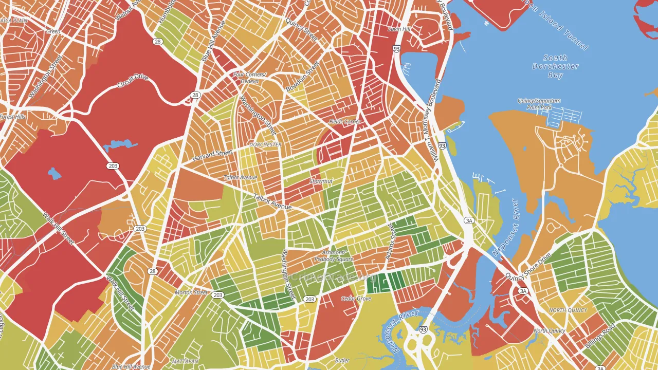 South Dorchester, Boston, MA Map of Theft Rates