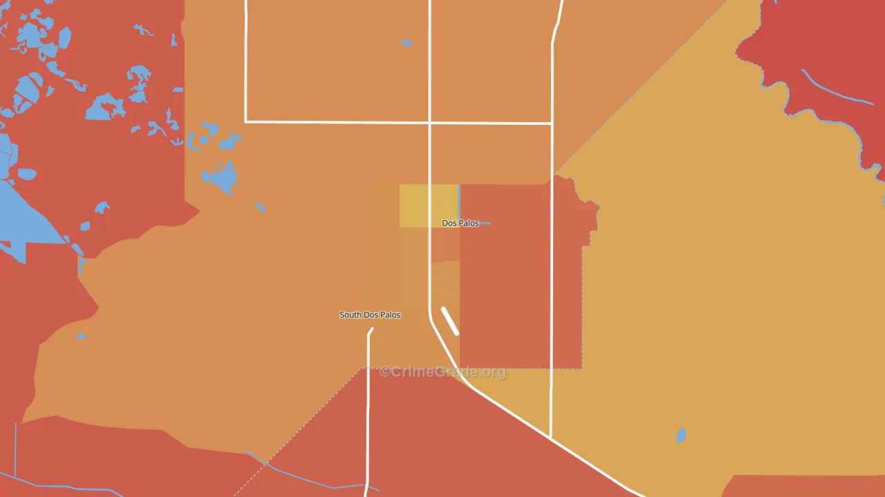 South Dos Palos, CA Map of Theft Rates