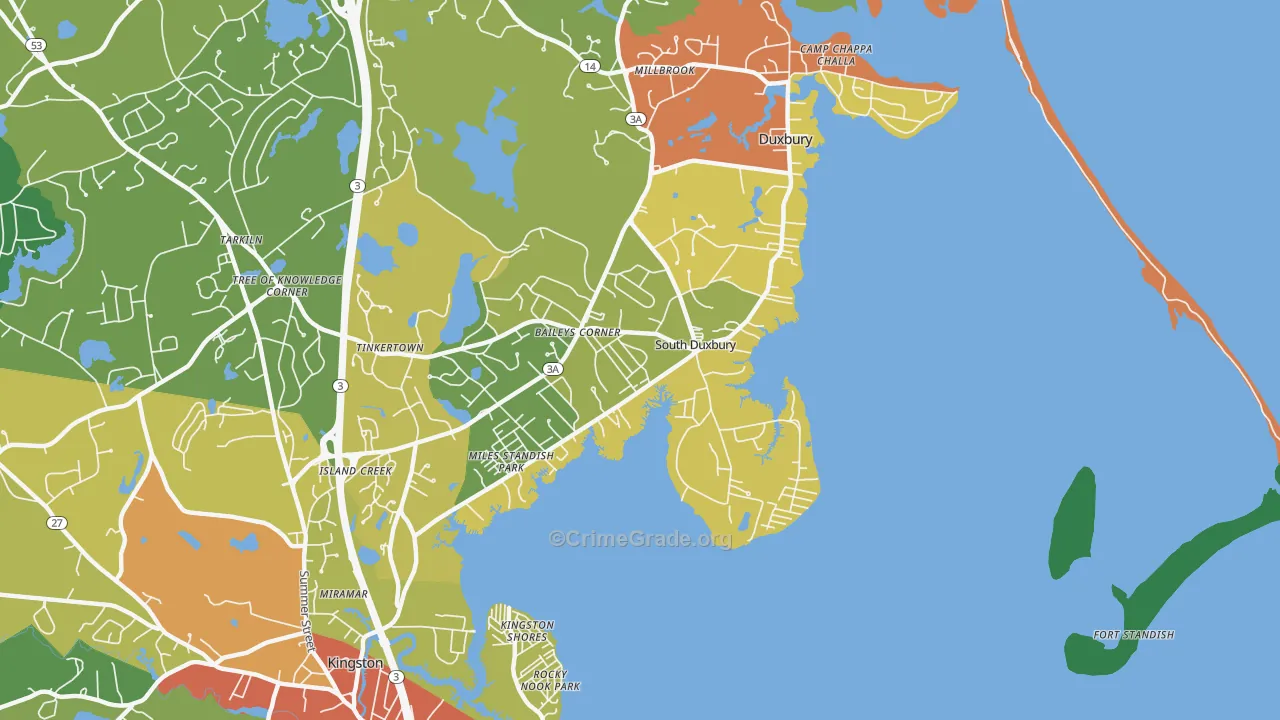 South Duxbury, Duxbury, MA Map of Theft Rates