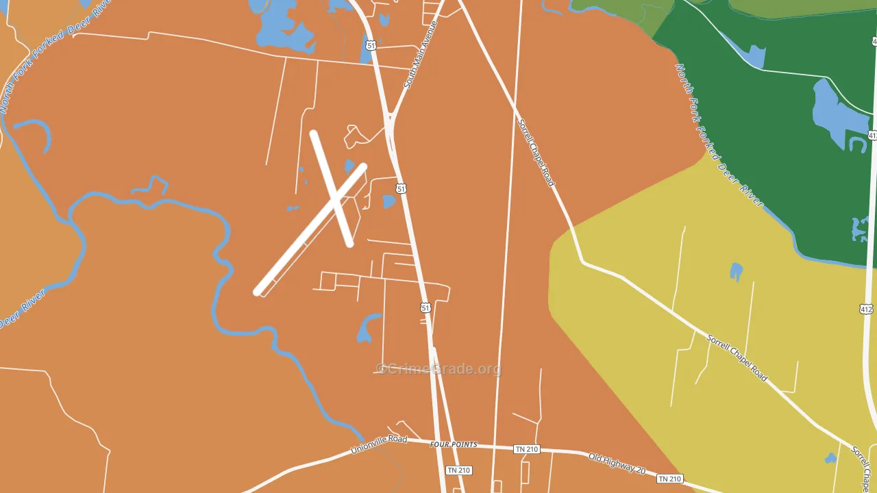 South Dyersburg, TN Map of Theft Rates