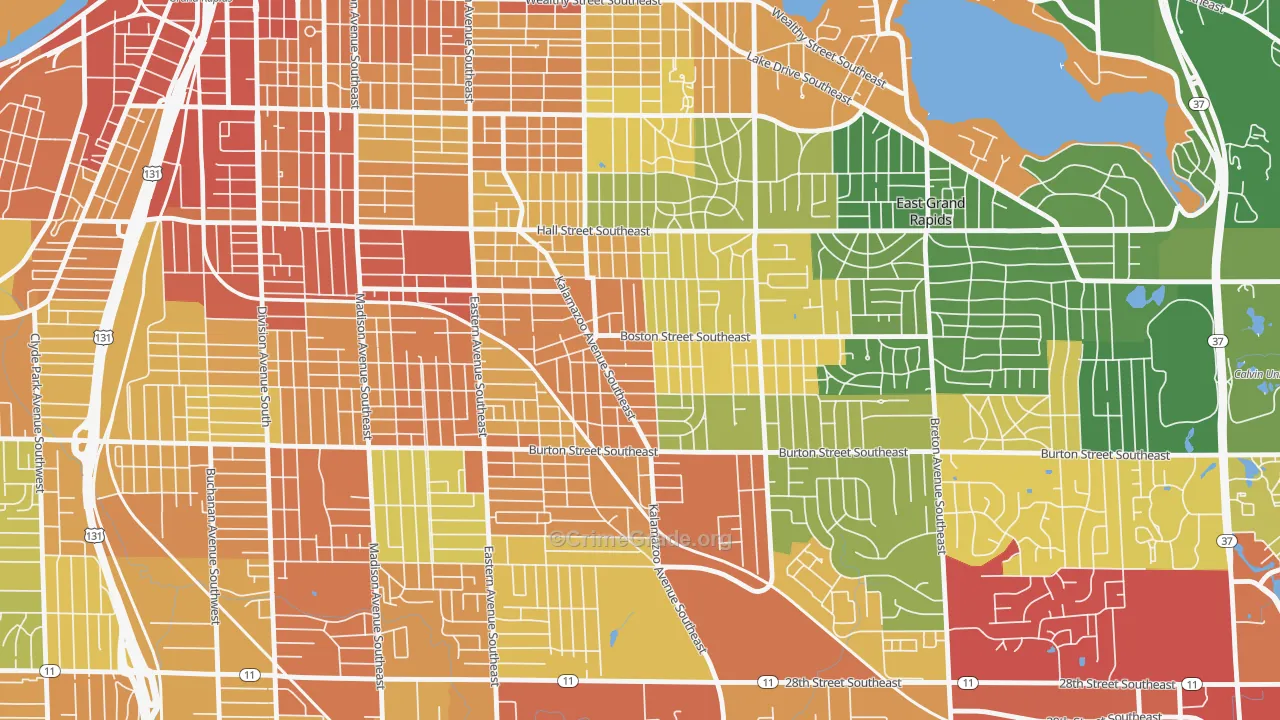 South East End, Grand Rapids, MI Map of Theft Rates