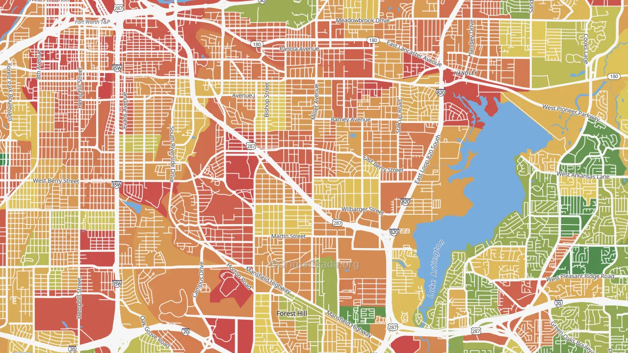 South East, Fort Worth, TX Map of Theft Rates