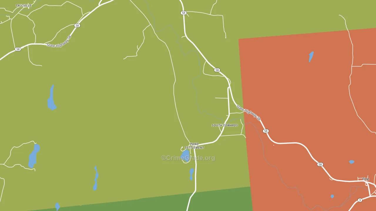 South Edwards, NY Map of Theft Rates