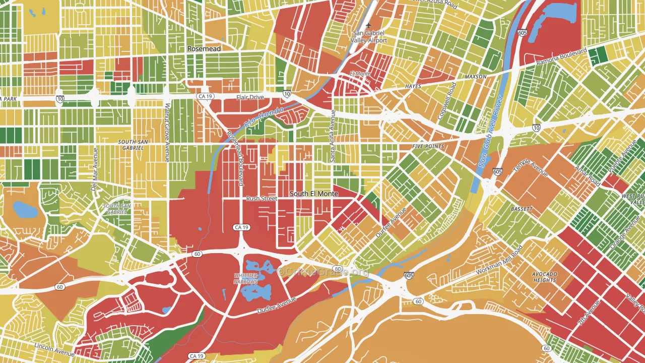 South El Monte, CA Map of Theft Rates