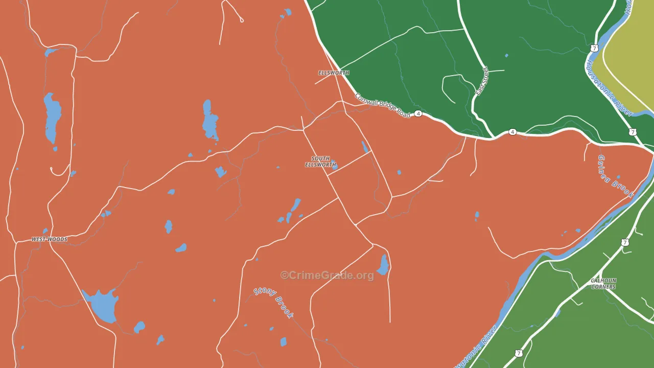 South Ellsworth, CT Map of Theft Rates