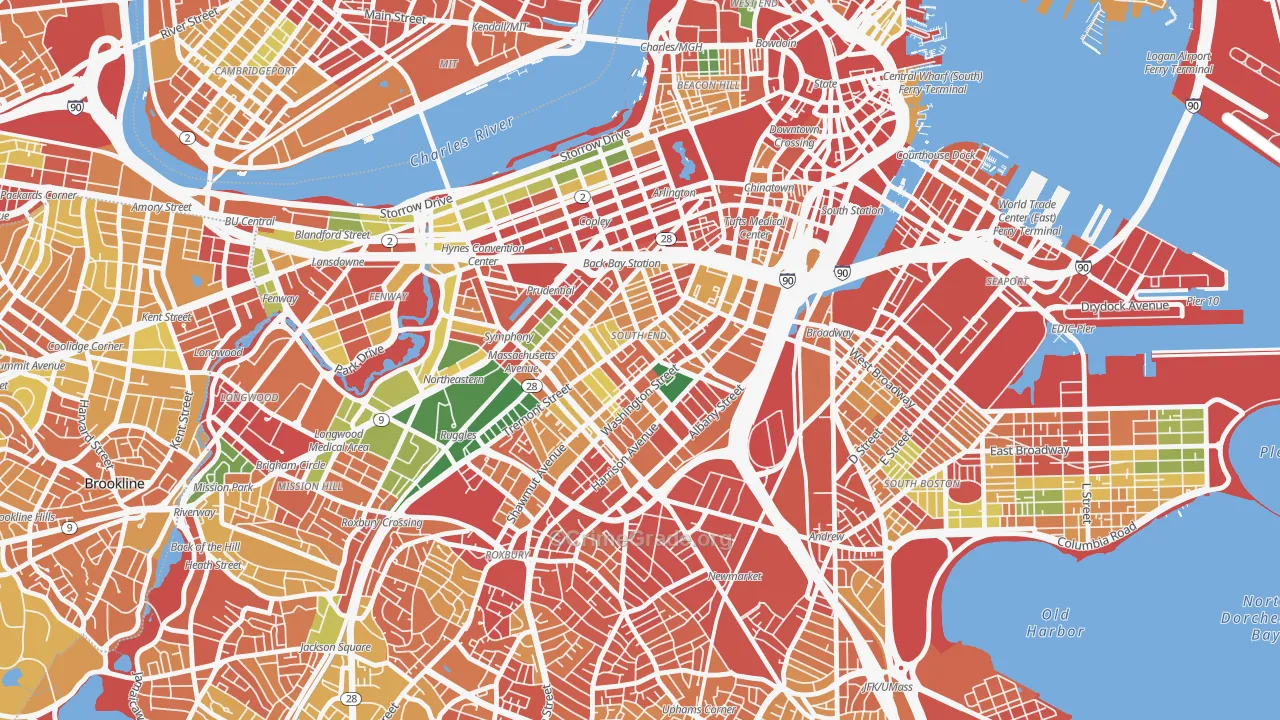 South End, Boston, MA Map of Theft Rates