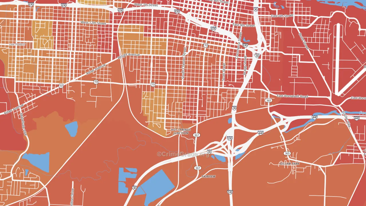 South End, Little Rock, AR Map of Theft Rates