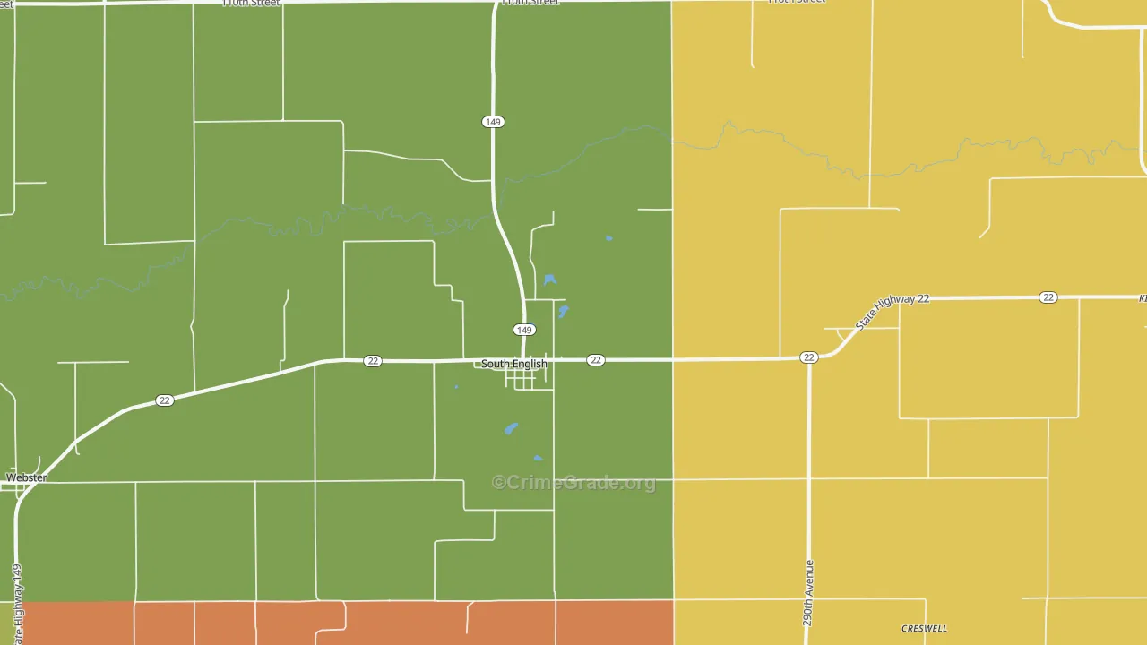 South English, IA Map of Theft Rates