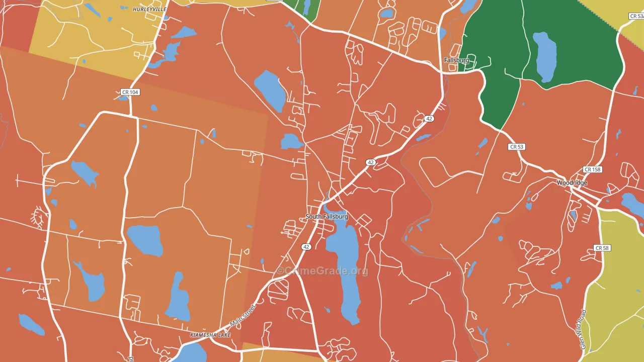 South Fallsburg, NY Map of Theft Rates
